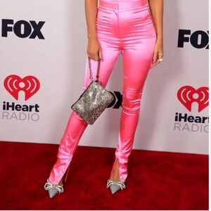 Mach & Mach Silver Glitter Double Bow Stiletto Heels Size 7.5